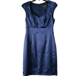 Connected Apparel Womans Metallic Navy Short Sleeve Cocktail Dress Size 8